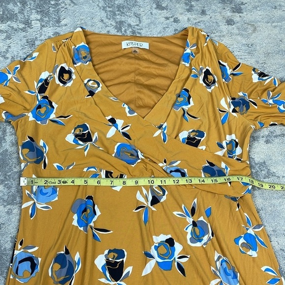 NWT Kasper Floral Print Shift Dress Honey Comb Multi Long Sleeve Plus Size 1X - Picture 6 of 12
